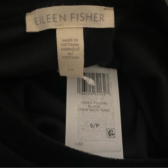 NEW Eileen Fisher Size S Small Crew Neck Side Slit Boxy Tunic Top Black Velour - Picture 11 of 11